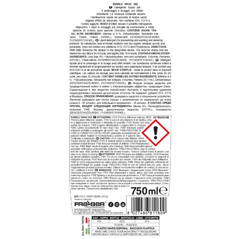 Detergente para Lavavajillas Bubble Wash Gel